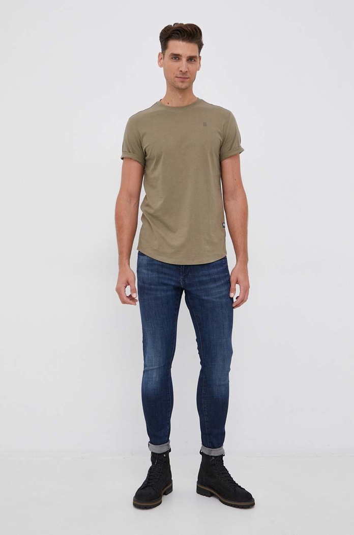 G-Star T-shirt basic męski bawełniany Lash D16396.B353 zielony AA00