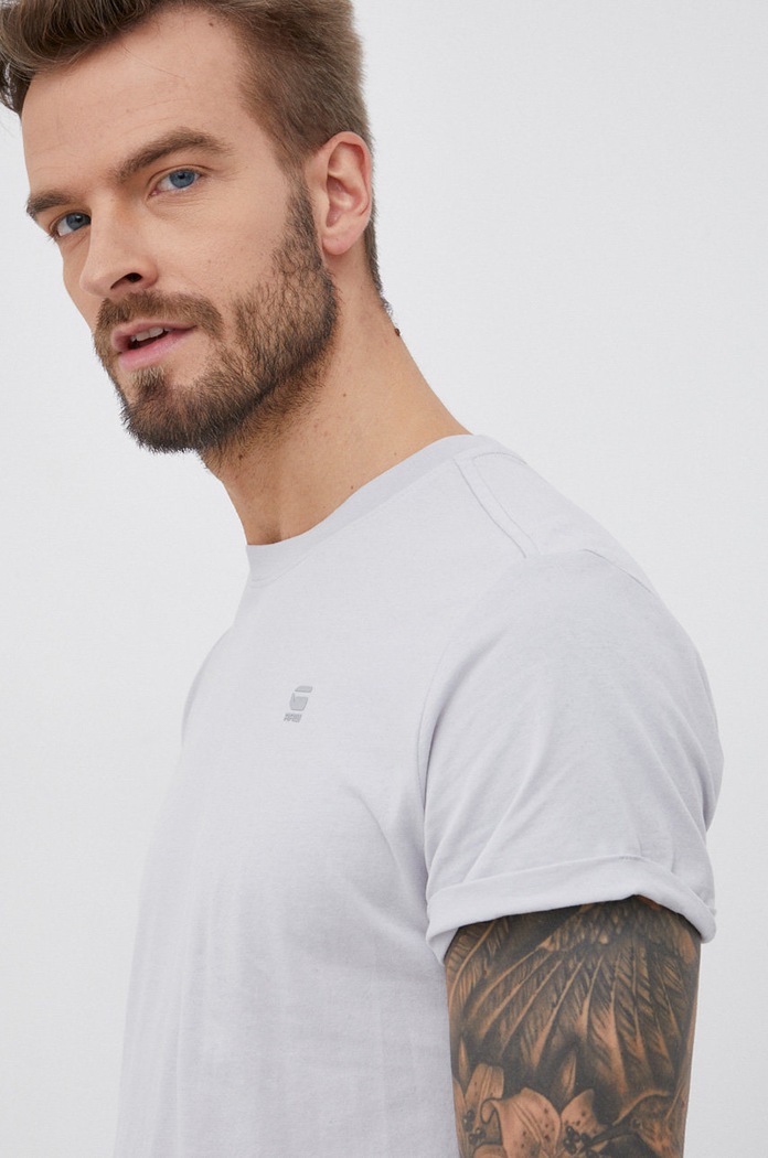 G-Star basic tričko pánske bavlnené Lash sivá D16396.B353