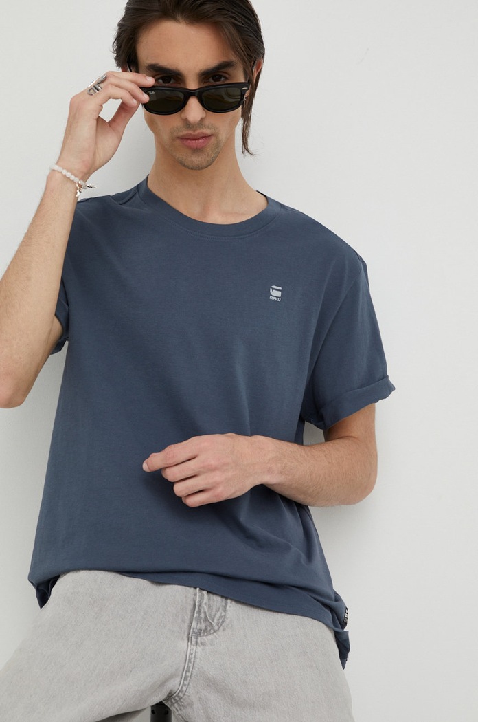 G-Star T-shirt basic męski bawełniany Lash bawełna szary D16396.B353