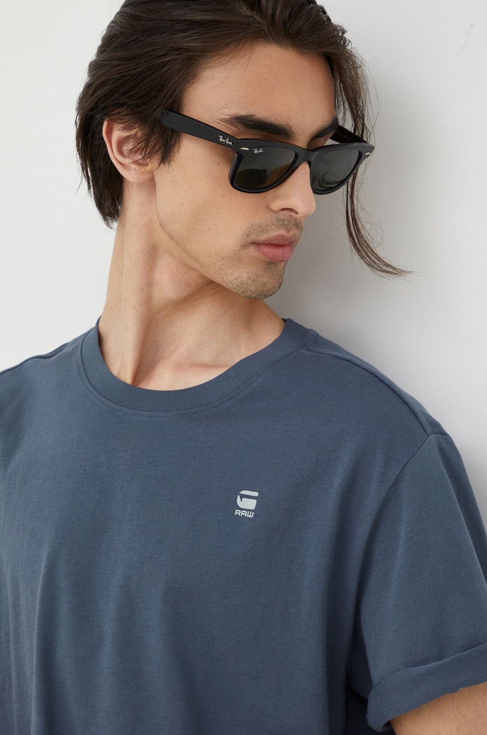 G-Star T-shirt basic męski bawełniany Lash szary D16396.B353