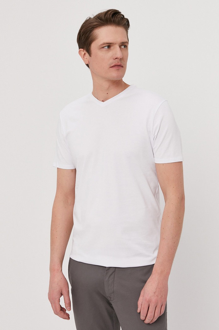 Selected Homme - Pánske tričko s elastanom biela 16073458