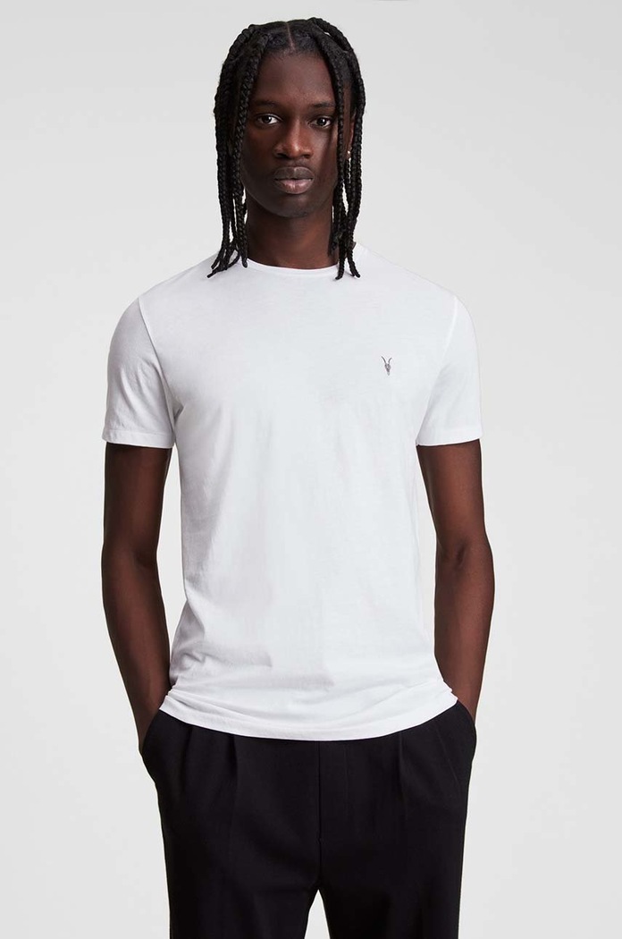 AllSaints - Tričko Tonic SS Crew jednofarebný biela MD109E