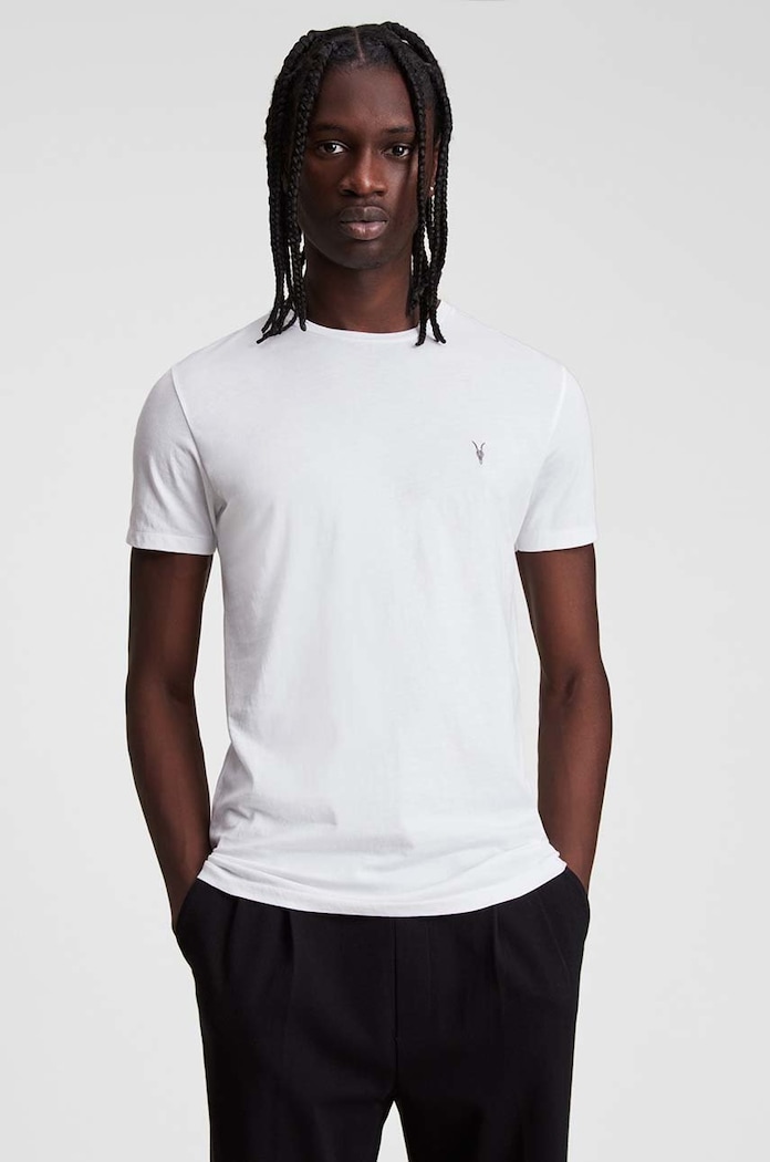 AllSaints - Tričko Tonic SS Crew jednofarebný biela MD109E