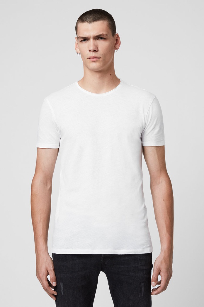 AllSaints - Tričko Figure Crew jednofarebný biela MD008G