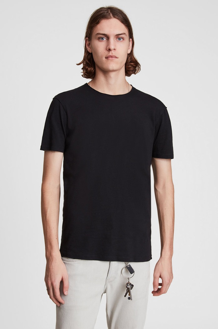 AllSaints - Tričko Figure Crew jednofarebný čierna MD008G