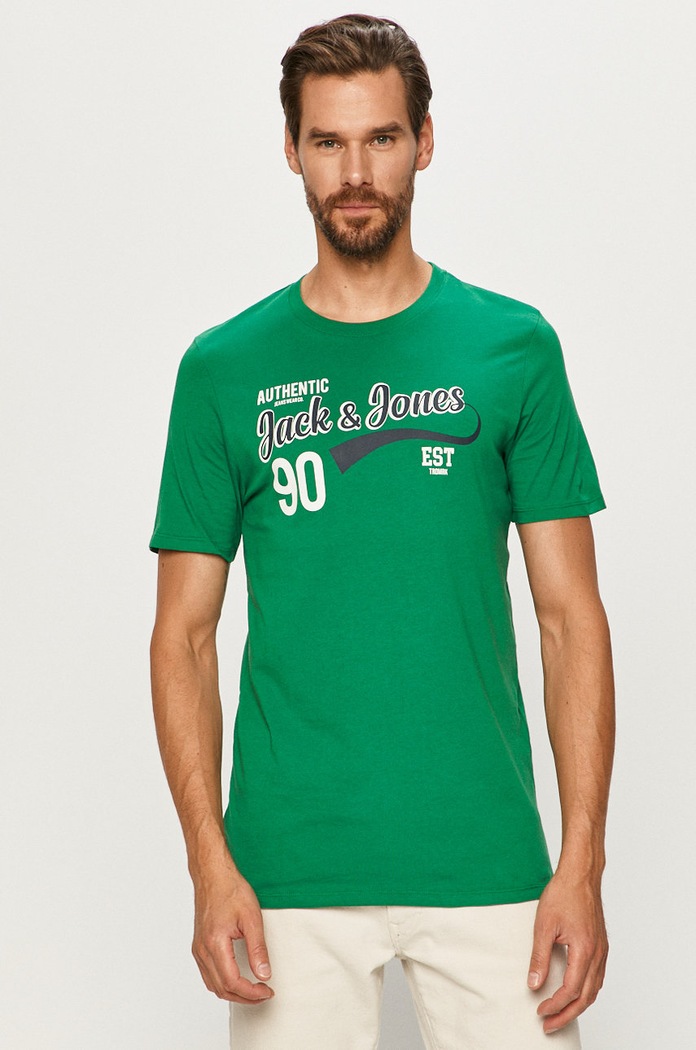 Jack & Jones - T-shirt nadruk zielony 12164848