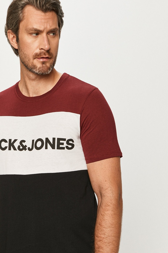 Jack & Jones - T-shirt bordowy 12173968