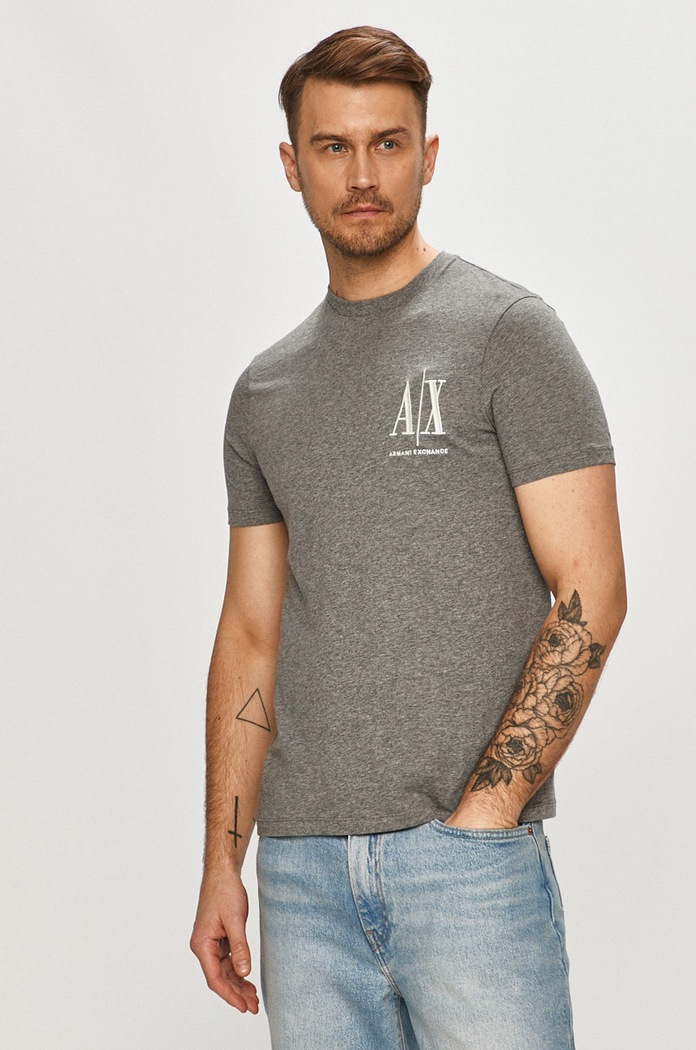 Armani Exchange - Tričko 8NZTPH.ZJH4Z sivá AA00
