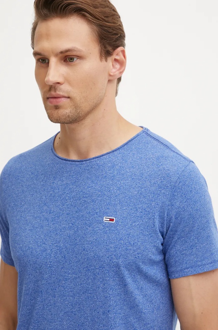Tričko Tommy Jeans jednofarebný modrá DM0DM09586