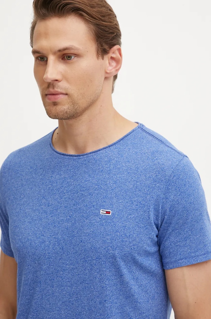 Tričko Tommy Jeans jednofarebný modrá DM0DM09586