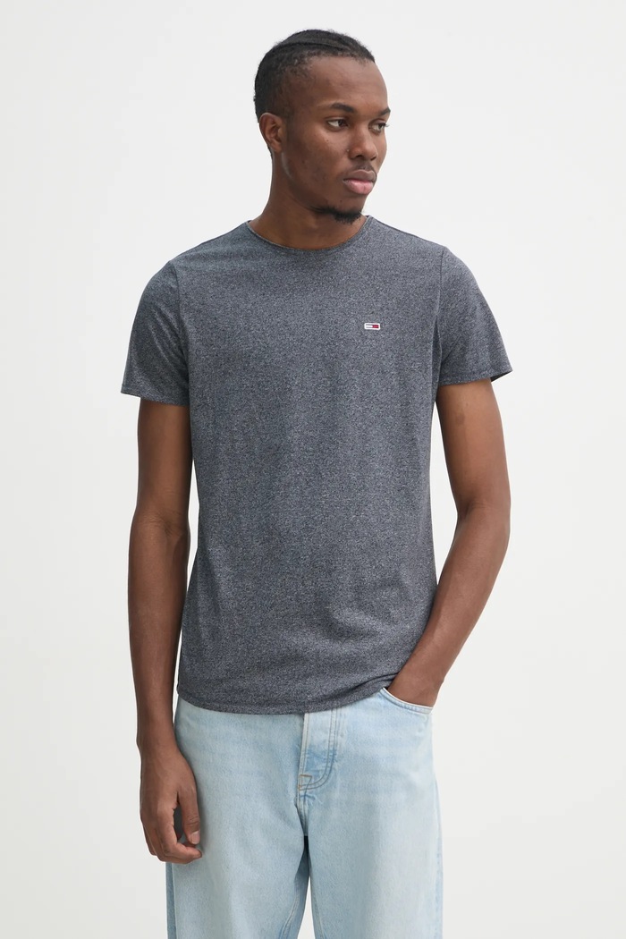 Tričko Tommy Jeans jednofarebný modrá DM0DM09586