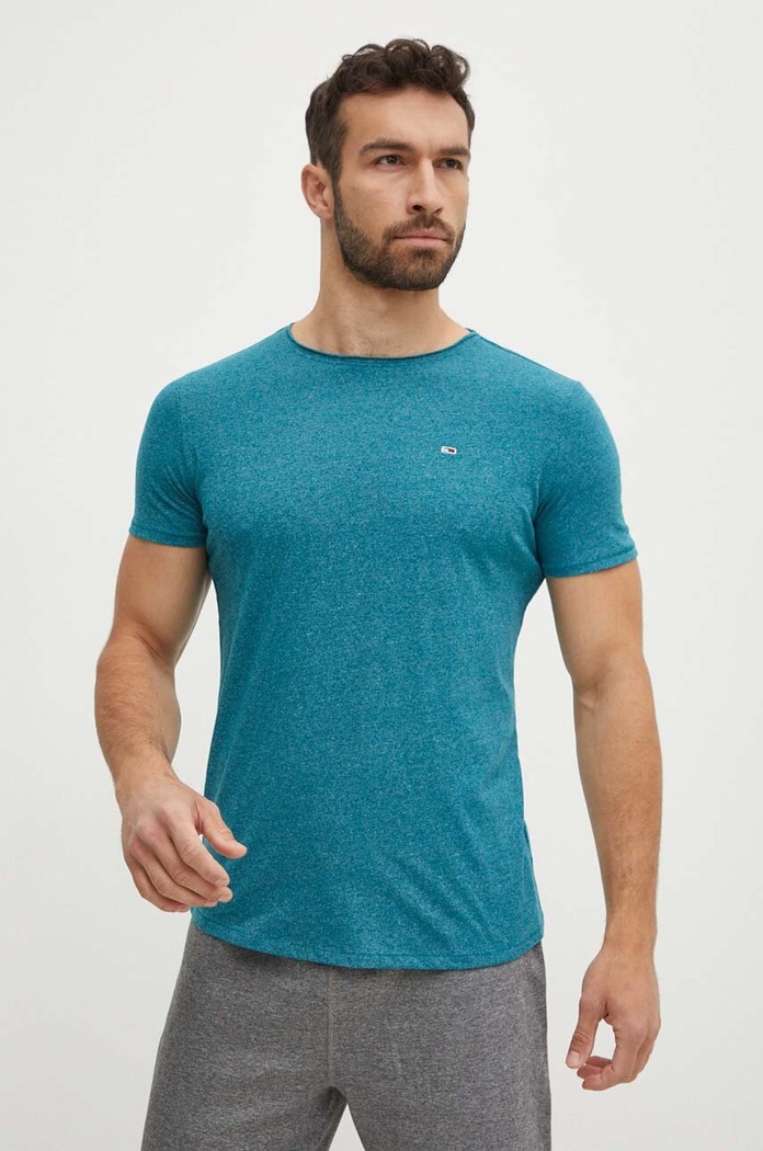 Tommy Jeans t-shirt regular turkusowy DM0DM09586