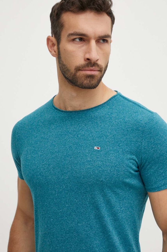Odzież Tommy Jeans t-shirt DM0DM09586 turkusowy