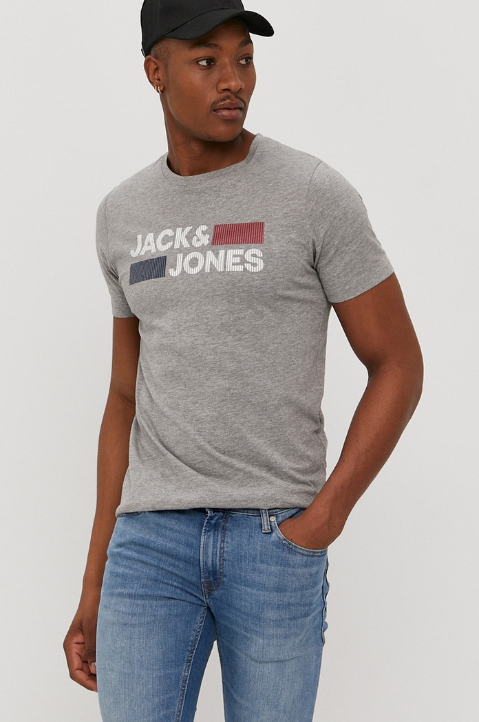Jack & Jones - Тениска стандартна сив 12151955.
