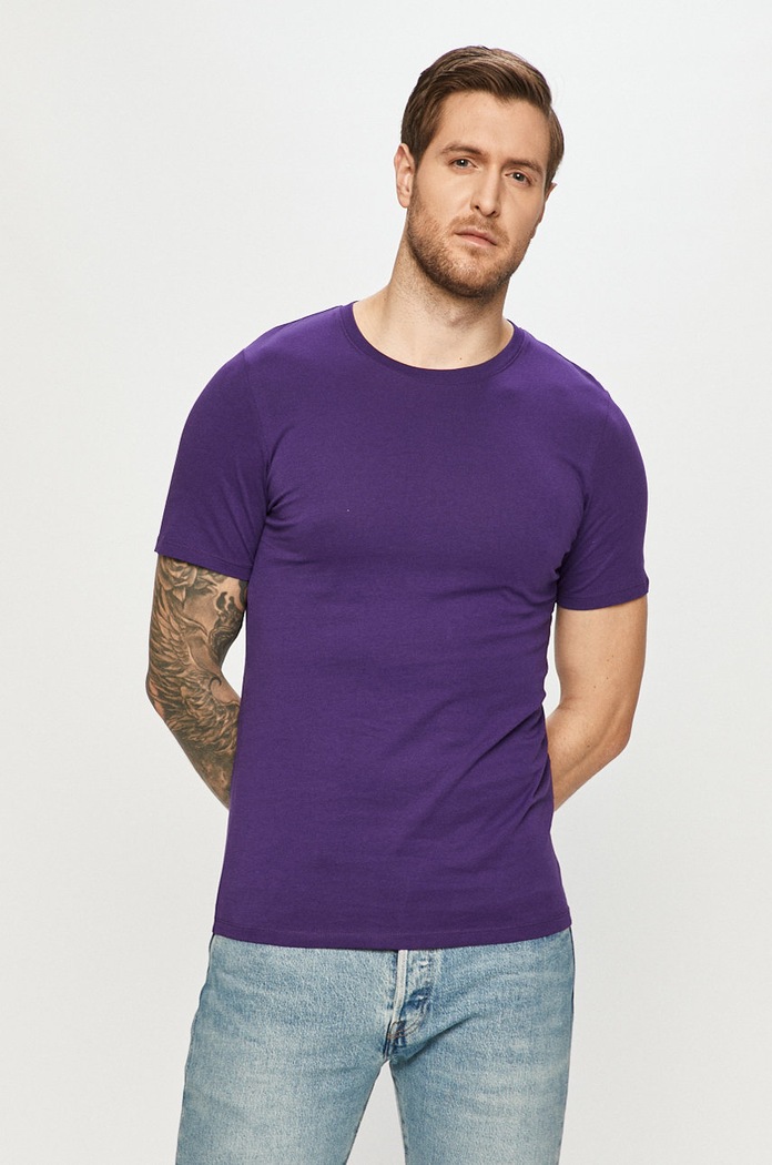 Jack & Jones - Tričko jednofarebný fialová 12156101.