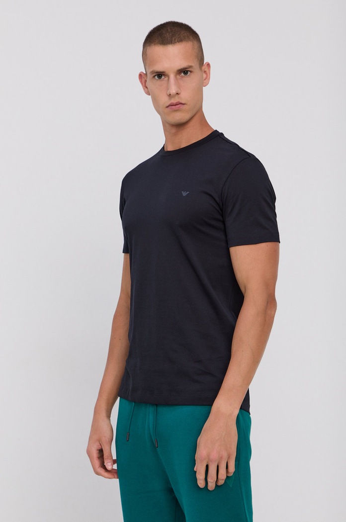 Bavlnené tričko Emporio Armani potlač tmavomodrá 8N1D68.1JPZZ