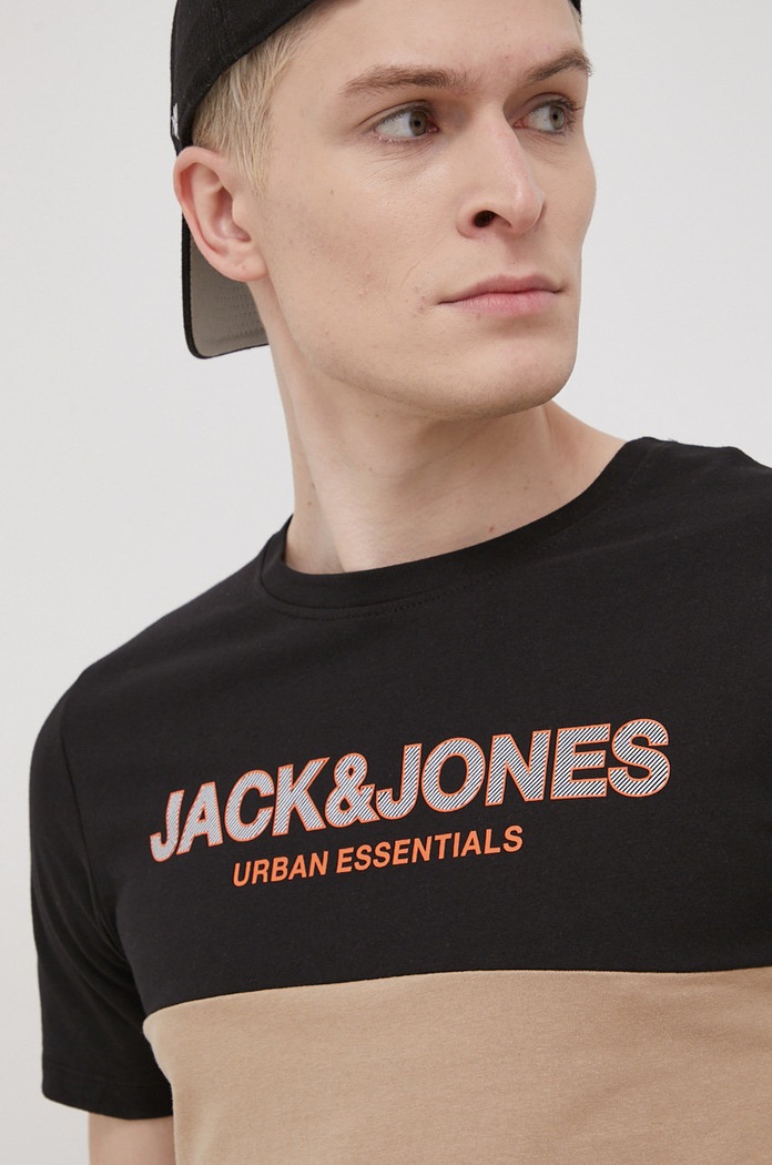 Pamučna majica Jack & Jones bež 12190452.Crockery