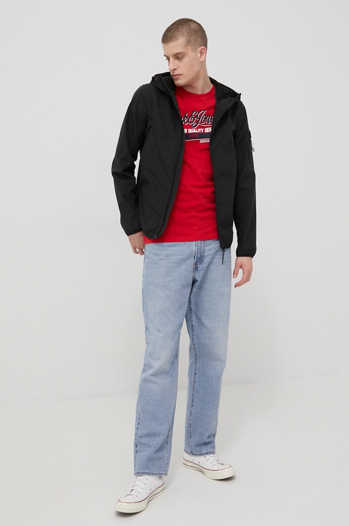 Bavlnené tričko Jack & Jones 12199474.TrueRed červená AA00