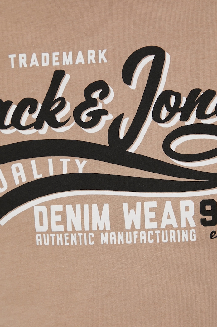 Bavlnené tričko Jack & Jones 12199474.Crockery béžová