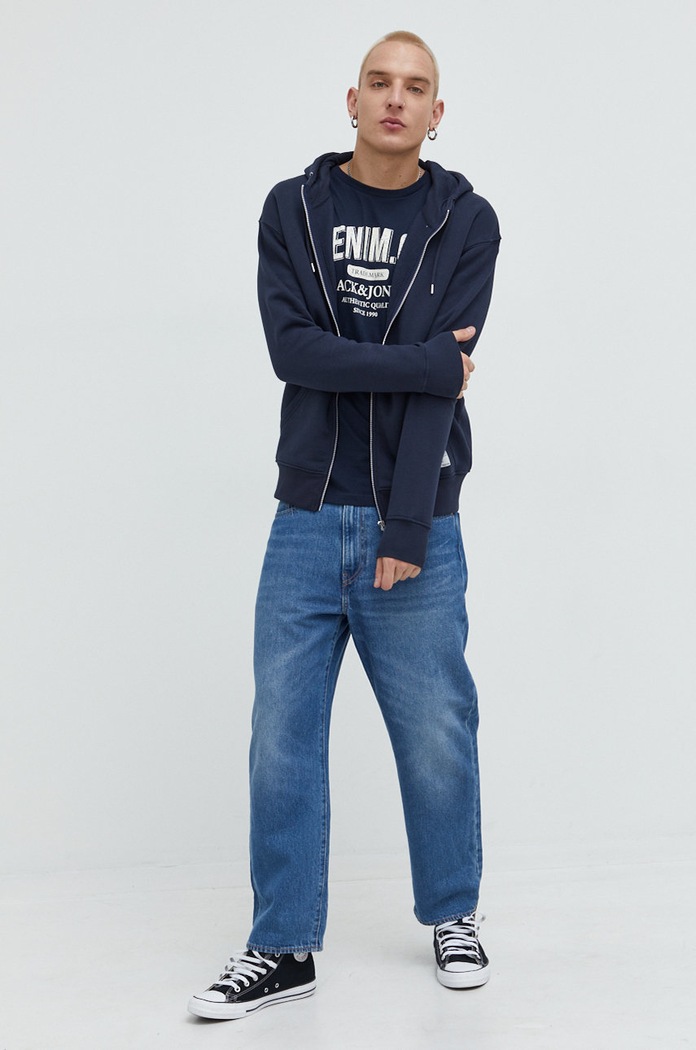 Bavlněné tričko Jack & Jones 12210949.NavyBlazer námořnická modř AA00