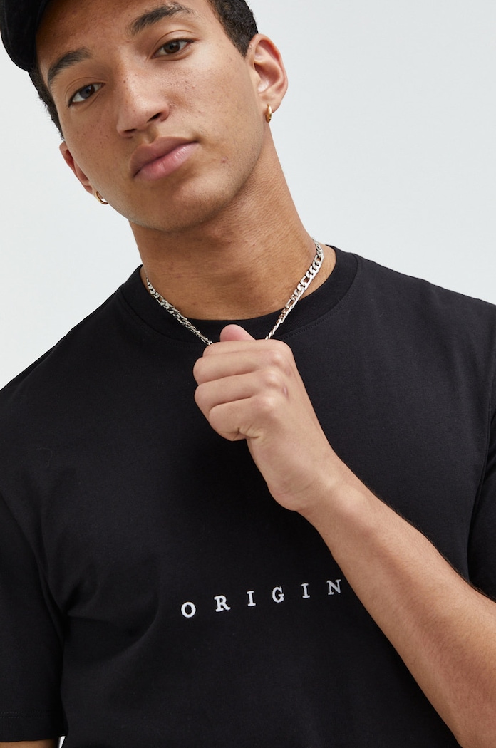 T-shirt bawełniany Jack & Jones 12176780.Black czarny