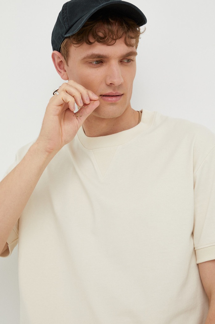 Marc O'Polo t-shirt bawełniany beżowy M26208351028