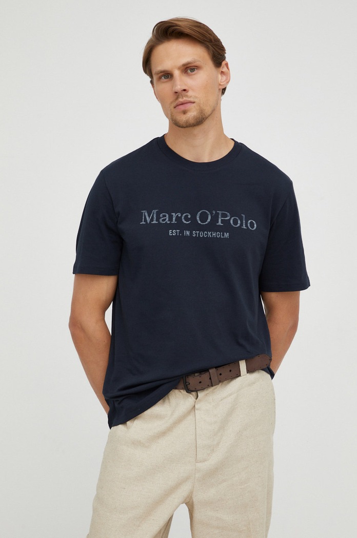 Βαμβακερό μπλουζάκι Marc O'Polo βαμβάκι σκούρο μπλε 5000009406