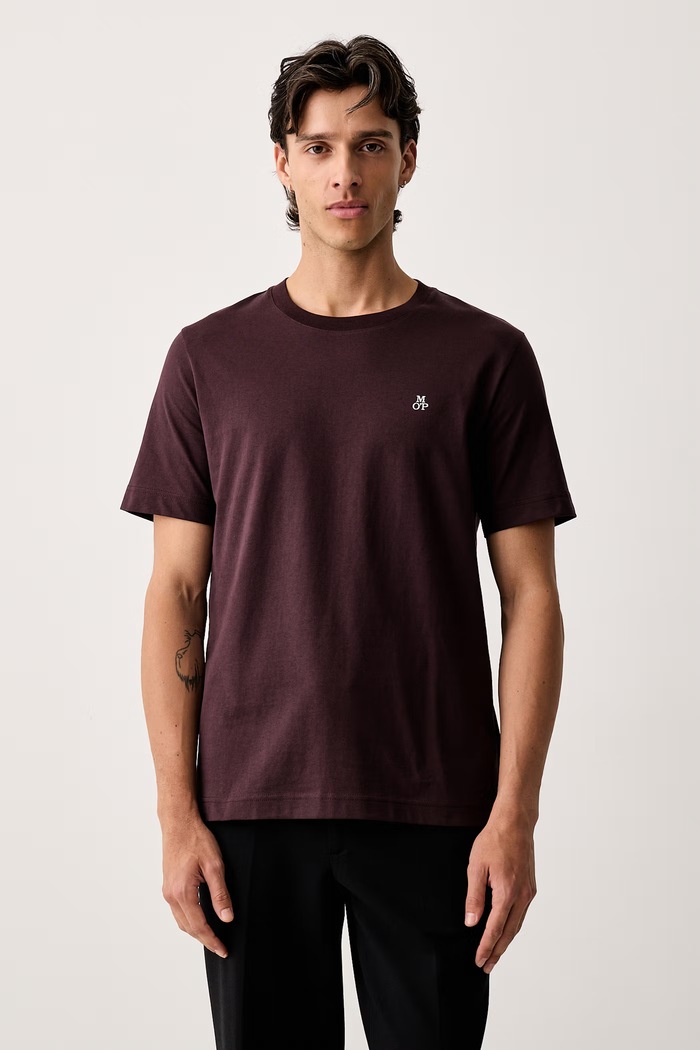 Marc O'Polo basic tričko pánské bavlněné burgundské 5000009405