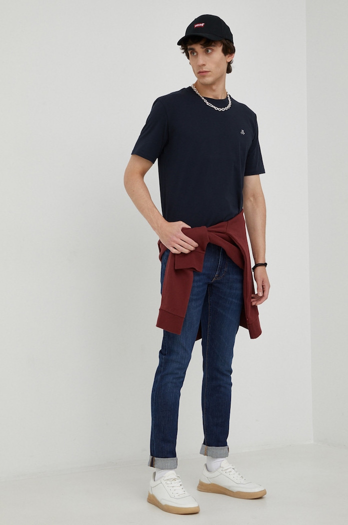 Marc O'Polo tricou basic pentru bărbați din bumbac 5000009405 bleumarin AA00