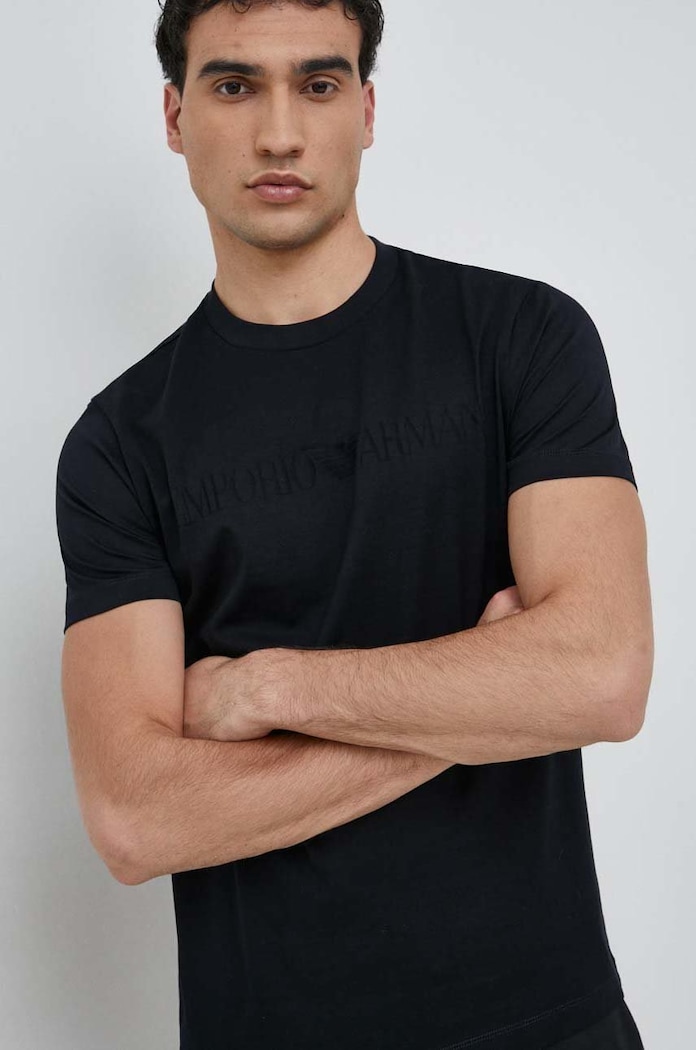 Emporio Armani t-shirt bawełniany granatowy 8N1TD2.1JGYZ.NOS