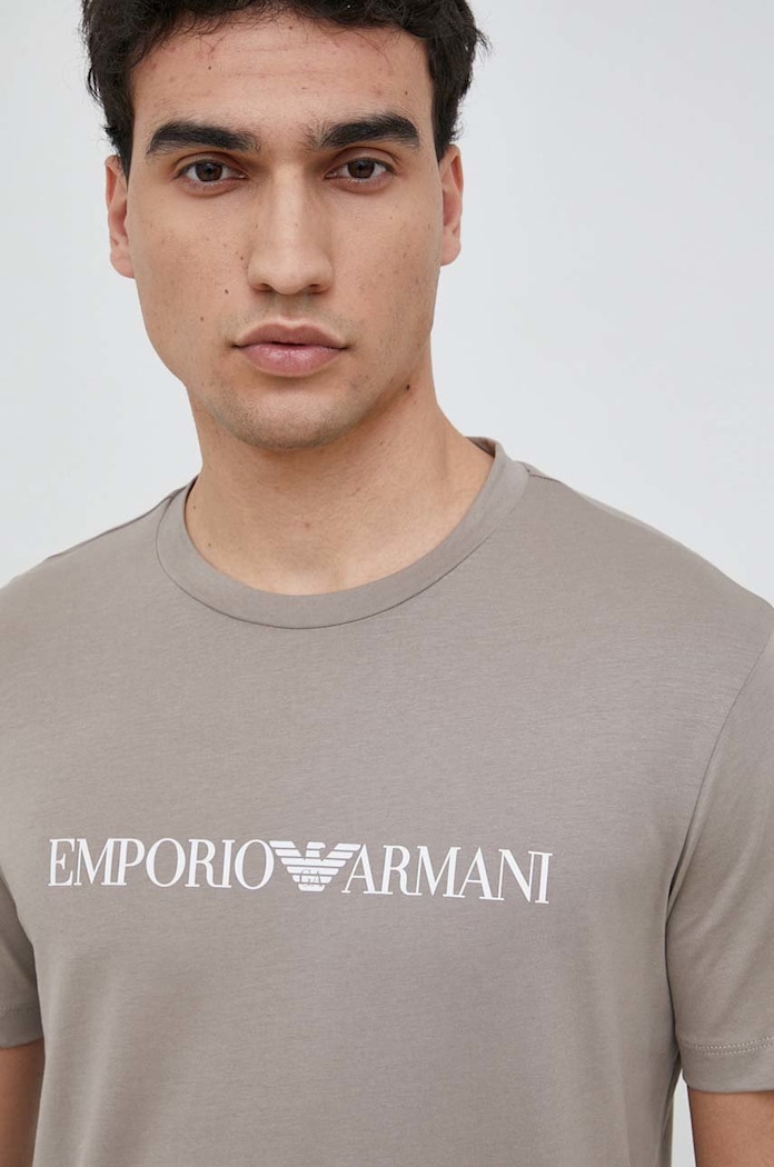 Bombažna kratka majica Emporio Armani bež 8N1TN5.1JPZZ.NOS