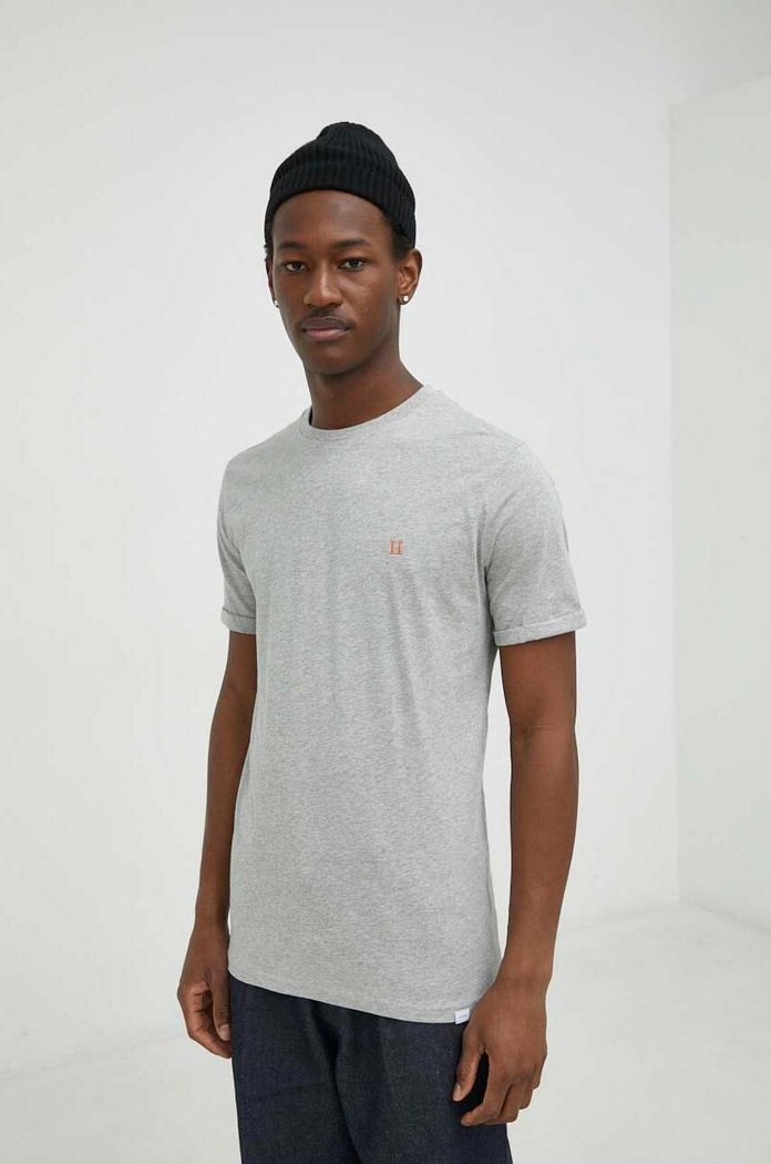 Les Deux t-shirt bawełniany Norregaard bawełna szary LDM101008