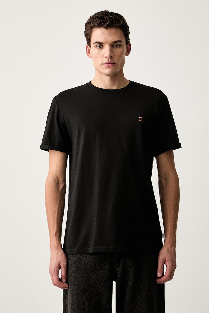 Les Deux t-shirt bawełniany Norregaard bawełna czarny LDM101008