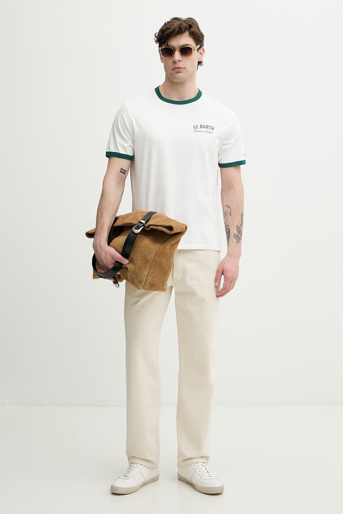 MC2 Saint Barth T-shirt męski bawełniany DENA002 biały AA00