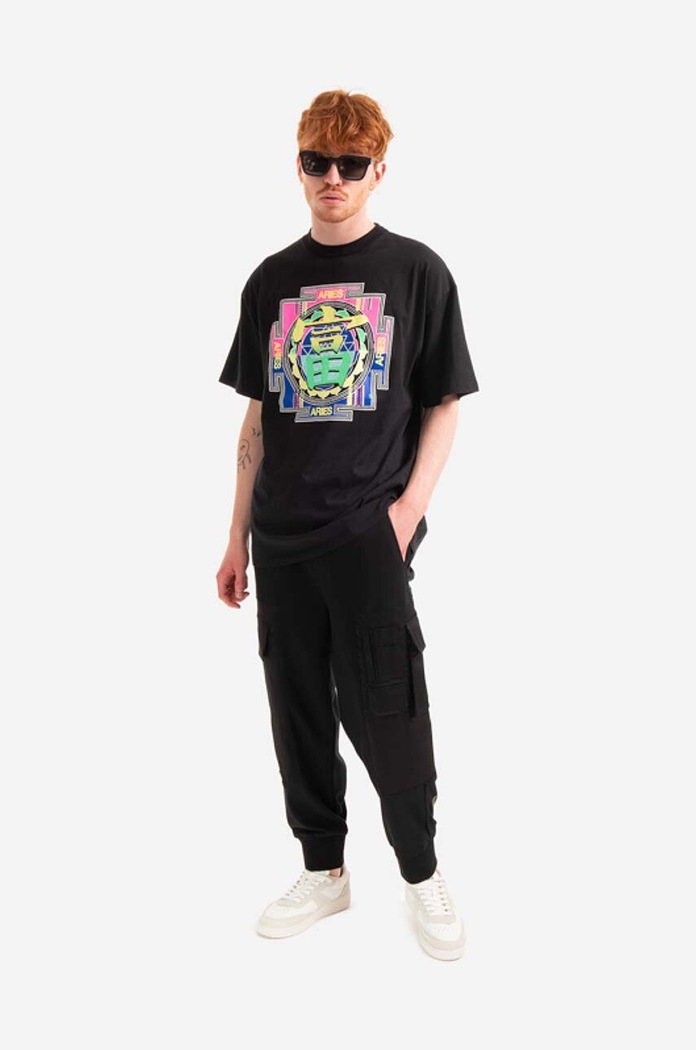 Bavlněné tričko Aries Gong Temple SS Tee COAR60009 černá AA00
