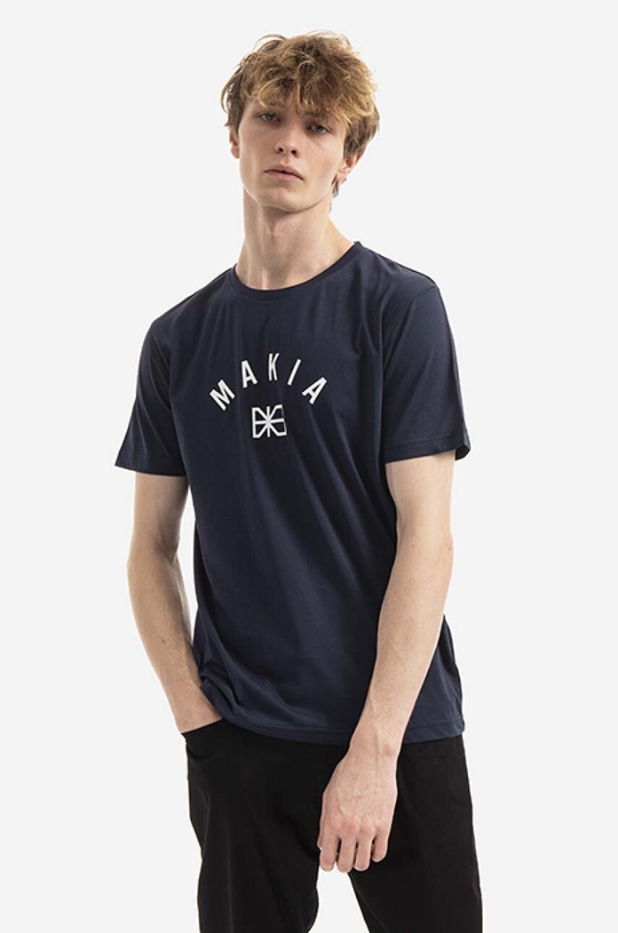 Makia cotton T-shirt regular blue M21200