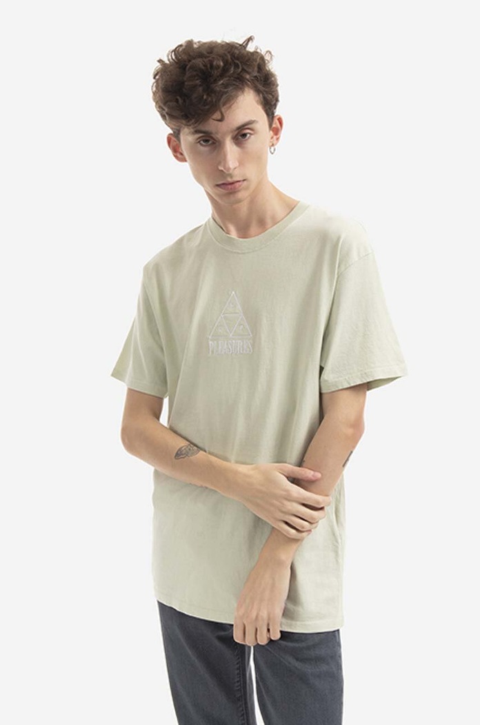 HUF t-shirt bawełniany Dyed T-Shirt nadruk zielony TS01807
