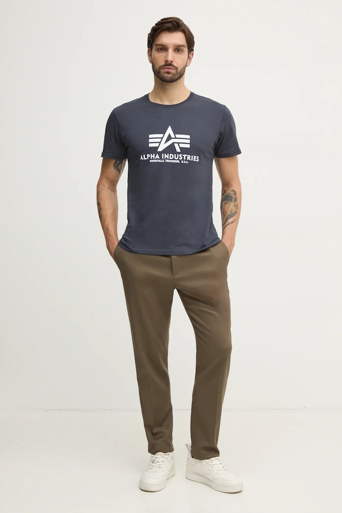 Bavlnené tričko Alpha Industries Basic 100501.02 tmavomodrá SS26