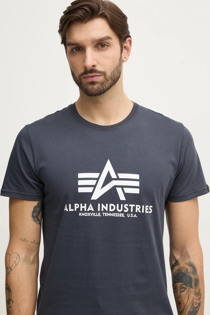 Bavlnené tričko Alpha Industries Basic tmavomodrá 100501.02