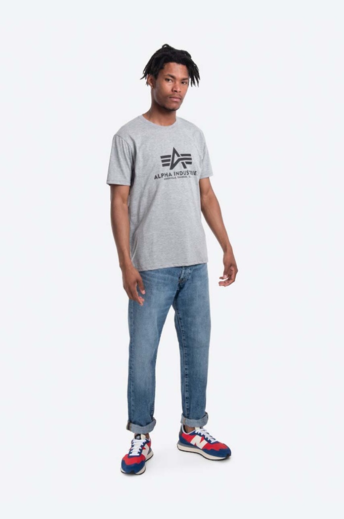 Alpha Industries tricou din bumbac Basic T-Shirt 100501.17 gri SS26