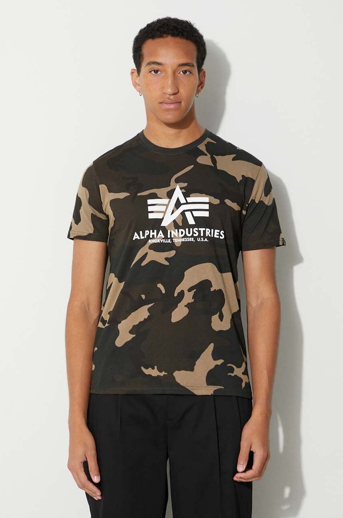 Alpha Industries t-shirt in cotone Basic T-Shirt Camo regolare verde 100501C.408