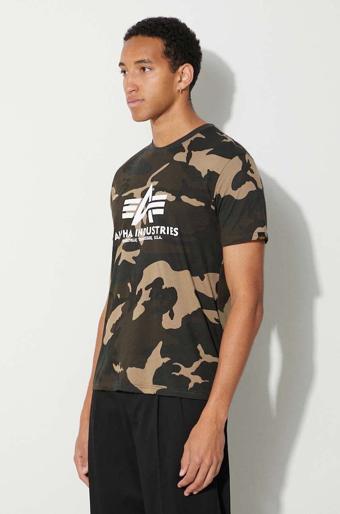 Alpha Industries t-shirt in cotone Basic T-Shirt Camo verde 100501C.408