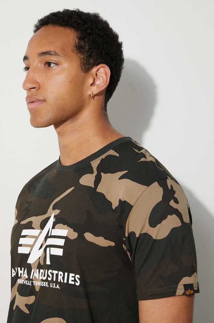 Alpha Industries t-shirt in cotone Basic T-Shirt Camo 100501C.408 verde