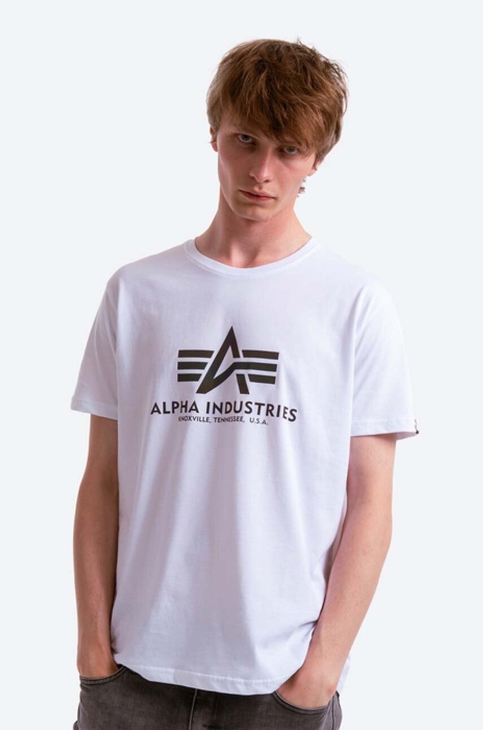 Bavlnené tričko Alpha Industries Rainbow Reflective potlač biela 100501RR.09