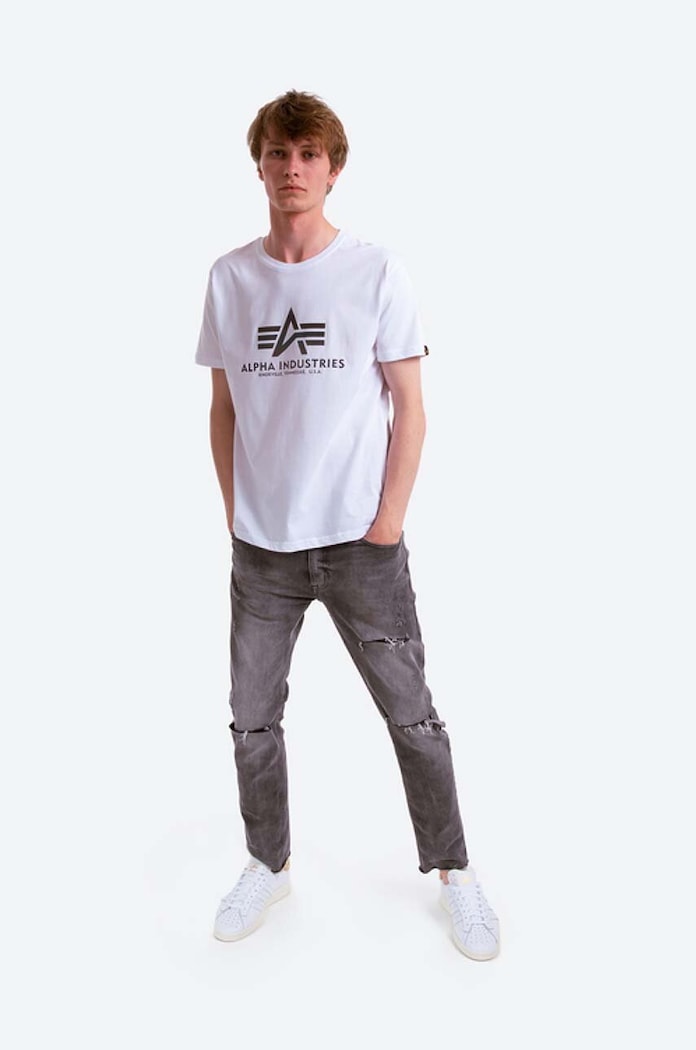 Bavlnené tričko Alpha Industries Rainbow Reflective 100501RR.09 biela SS26