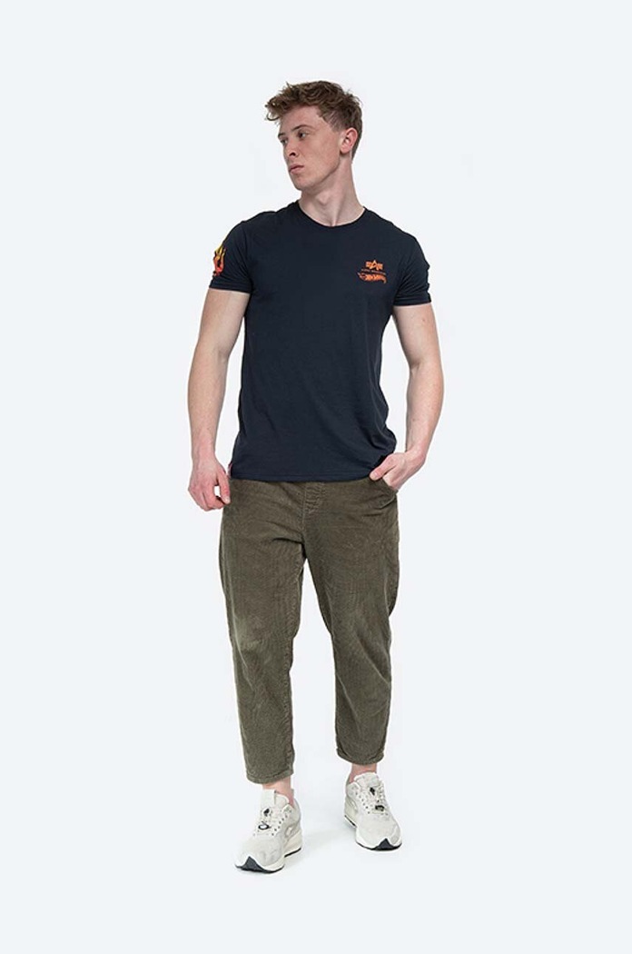 Alpha Industries cotton T-shirt Flame T 116531.07 navy AA00