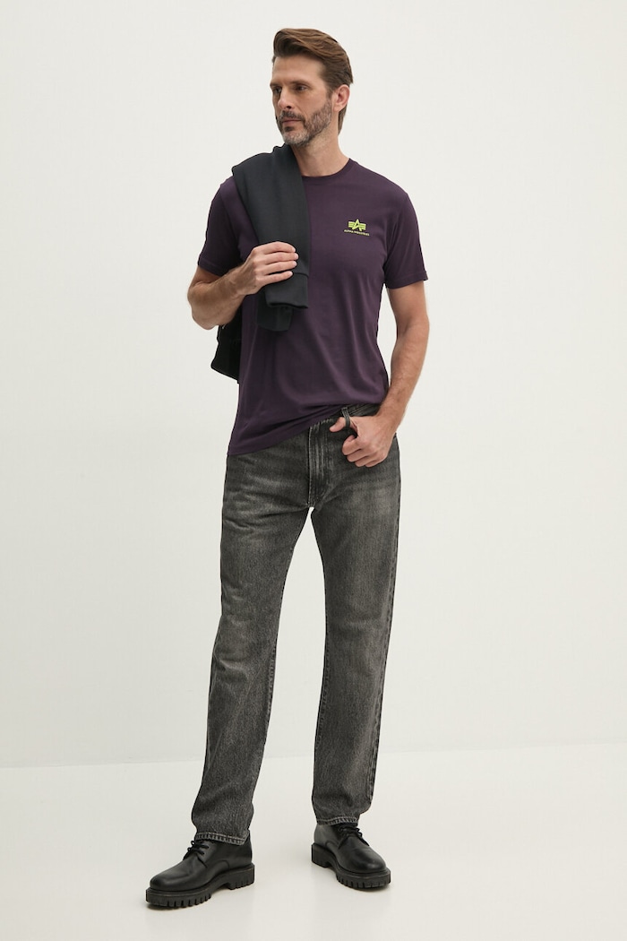 Βαμβακερό μπλουζάκι Alpha Industries Backprint T 128507. μωβ SS26