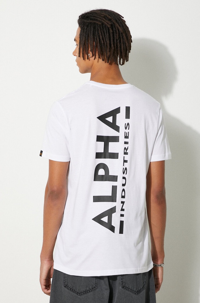 Ρούχα Βαμβακερό μπλουζάκι Alpha Industries Koszulka Alpha Industries Backprint T 128507 09 128507.09 λευκό