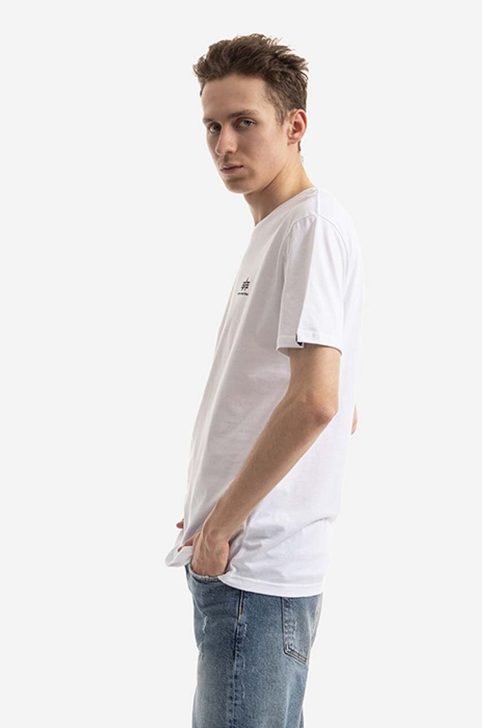 Bavlněné tričko Alpha Industries 128507CP.573 bílá