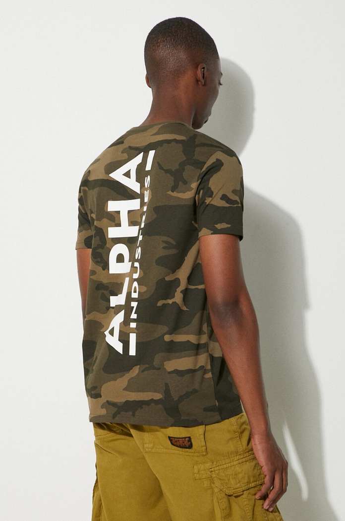 Alpha Industries cotton T-shirt Backprint T Camo 128507C.239 green SS23
